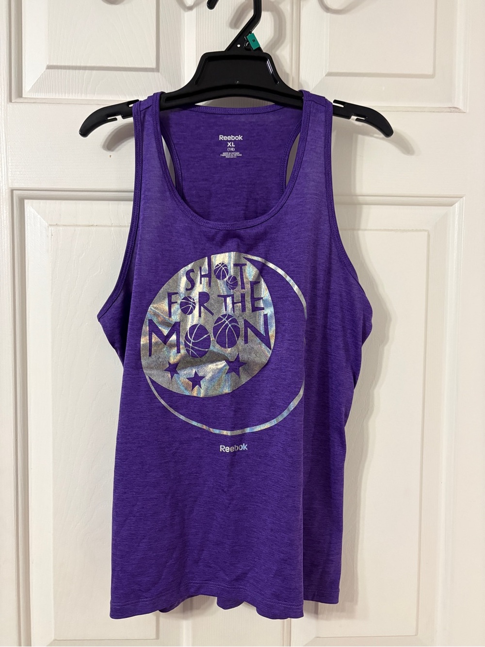 Reebok Purple Tank with Metallic Silver Moon Graphic